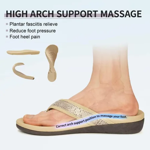 Vista 3 de Sandalias ortopédicas para mujeres, sandalias de fascitis plantar para pies planos con soporte de arco estilo pata de gallo, sandalias para caminar