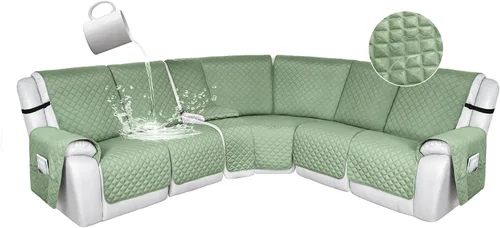 Vista 29 de HDCAXKJ Fundas de sofá seccional reclinable 100% impermeable, forma de L, funda de sofá reclinable lavable acolchada suave para mascotas, perro