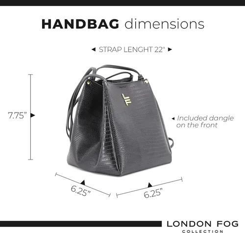 Vista 6 de LONDON FOG Bolso de hombro COCO para mujer, bolsos de cuero vegano