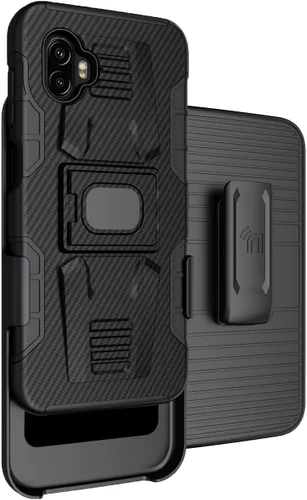 Vista 11 de Funda con clip para Galaxy XCover 6 Pro, Nakedcellphone Funda de agarre de anillo resistente con soporte [placa de montaje integrada]