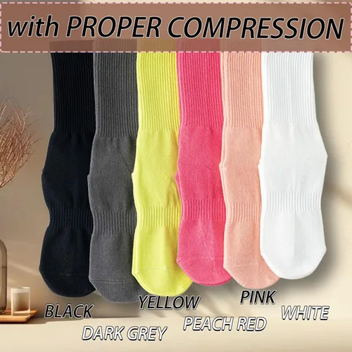 Vista 11 de Calcetines de agarre para mujer, calcetines de yoga para pilates, antideslizantes, barre danza, hospital, correr, lindo, de algodón, 3/4 pares