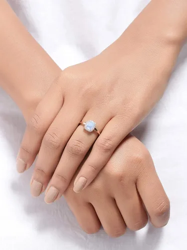Vista 2 de YoTreasure Anillo de compromiso de oro rosa de 10 quilates con piedra lunar de 1.52 quilates