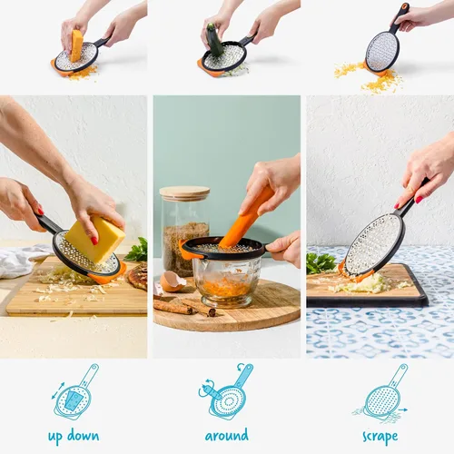 Vista 3 de Dreamfarm Ograte - Rallador de queso de doble cara, 0.236 in, rejilla gruesa, color naranja Multi-directional handheld food and vegetable