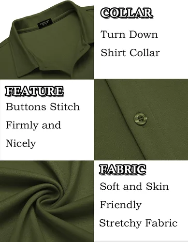 Vista 5 de COOFANDY Mens Casual Button Down Shirt Short Sleeve Wrinkle Free Shirts Summer Shirt