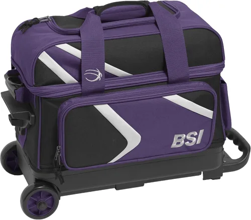 Vista 15 de BSI Dash Roller Bowling Bag with Smooth Rolling Wheels, Padded Ball Compartment, Retractable Locking Handle, & Shoe Pocket Negro/Azul/Gris