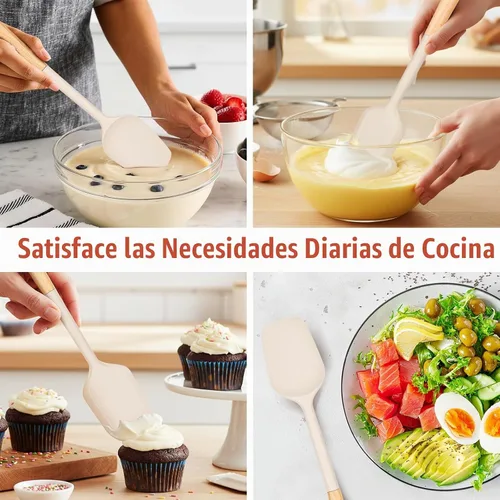 Vista 5 de Raspadores de espátula de goma de silicona grandes de 14 pulgadas con mango Caqui