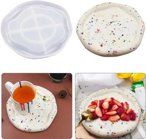 Vista 11 de Molde de resina ovalada irregular para bandeja de fruta, molde de resina para posavasos de resina de silicona para fundición de epoxi, caja