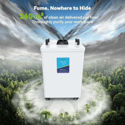 Vista 3 de Extractor de Humos FumeClear FC-2002 para Grabador Láser S1, D1 Pro de 10W a 20W, Succión Fuerte de 260 a 300m³/h, Bajo Ruido con 12 Filtros