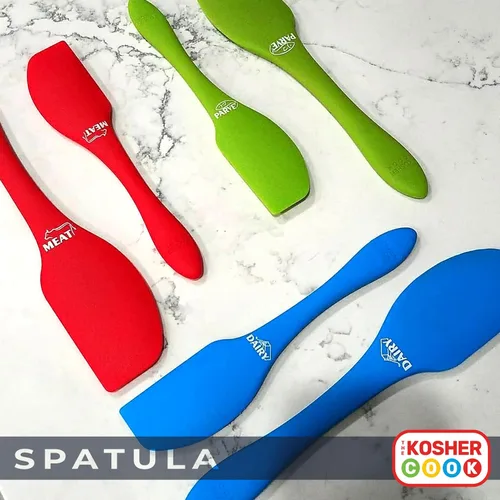Vista 3 de Espátula de silicona azul lácteo, silicona resistente de alta calidad para cocinar y hornear, mango ergonómico y agarre cómodo, herramientas