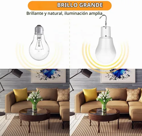 Vista 8 de Paquete de 2 bombillas LED de energía solar, luces solares portátiles de carga USB con panel solar para interiores y exteriores, senderismo