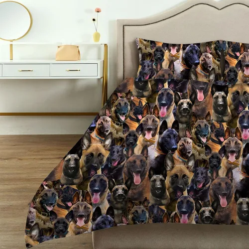 Vista 3 de Juego de funda de edredón de Malinois belga, juego de ropa de cama decorativo de 3 piezas con 2 fundas de almohada, funda de edredón suave, juego