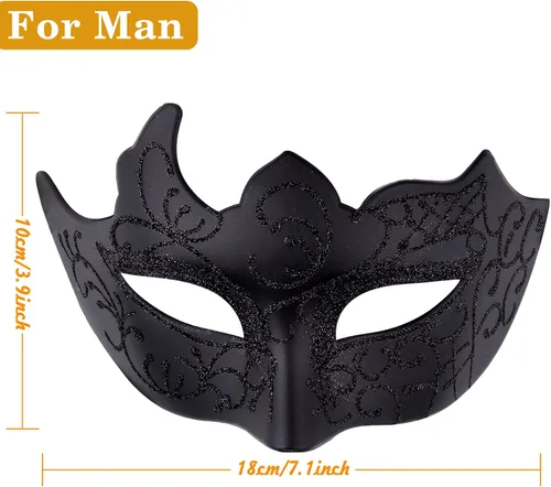Vista 2 de SIQUK Juego de máscaras para parejas, máscara veneciana, máscara de plástico para disfraz de Halloween, máscara de Mardi Gras para mujeres y hombres