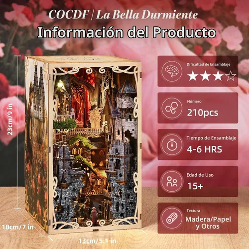 Vista 2 de CCCDF - Kit de rincón de libro, kit de rincón de libros en miniatura de la Bella Durmiente DIY