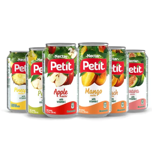 Vista 5 de Petit Néctar de manzana, latas de 330 ml (paquete de 24) – Bebida refrescante de jugo de fruta