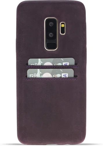 Vista 9 de HARDISTON Funda de piel auténtica hecha a mano para Samsung Galaxy Note 8, funda a presión con 2 ranuras para tarjetas de crédito, carga Marrón
