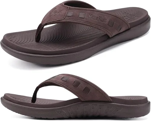 Vista 19 de KuaiLu - Sandalias deportivas para hombre con soporte de arco ortopédico estilo tanga con soporte para fascitis plantar para exteriores, de verano