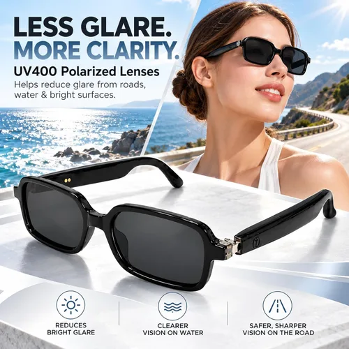 Vista 6 de GenXenon AI Smart Glasses for Men Women, Fashion Bluetooth Audio Glasses Black