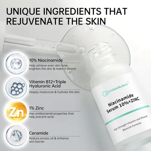 Vista 3 de Niacinamida 10%+Zinc 1% Suero Para La Cara, Suero De Niacinamida Para La Cara, Dermatólogo, Alivio De Enrojecimiento-1.0 fl oz 1floz