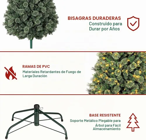 Vista 7 de Hykolity - Árbol de Navidad artificial preiluminado de 6 pies con 350 luces LED blancas cálidas Verde