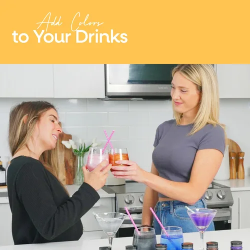 Vista 8 de Bakeebake Luster Dust - Juego de 10 colores comestibles de 0.51 onzas cada botella, purpurina comestible para bebidas y postres, polvo comestible