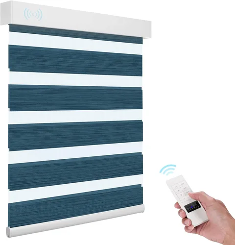 Vista 17 de ACMEART - Persianas motorizadas inteligentes de cebra con control remoto, persianas filtrantes de luz Beige