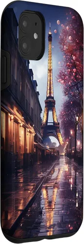 Vista 3 de iPhone 11 Escénica Torre Eiffel París Francia por la noche Bokeh Majestic Case