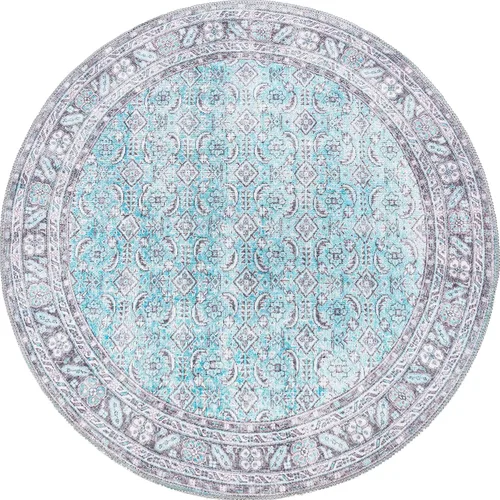 Vista 10 de Unique Loom Revival Collection - Alfombra tradicional con borde de medallón azul/negro (2 pies x 6 pies)
