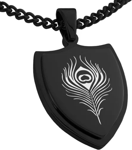 Vista 12 de Collar con colgante de escudo de dioses griegos de acero inoxidable
