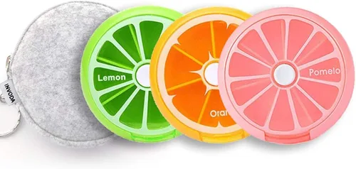 Vista 10 de Pastillero organizador de 3 píldoras de viaje para bolso, estuche portátil para medicamentos, cajas de píldoras de semanas pequeñas para vitaminas
