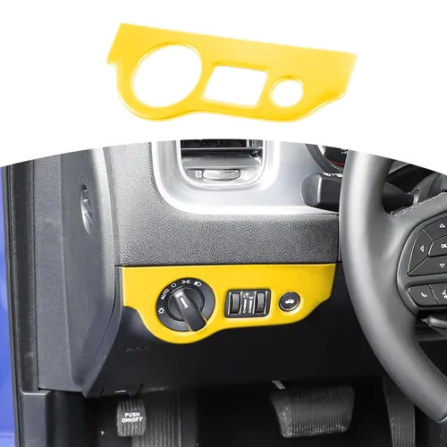 Vista 8 de RT-TCZ para Dodge Challenger 2015 en adelante, Panel de interruptor de faro Challenger, Cubierta de recorte para interior azul, Accesorios 1 pieza