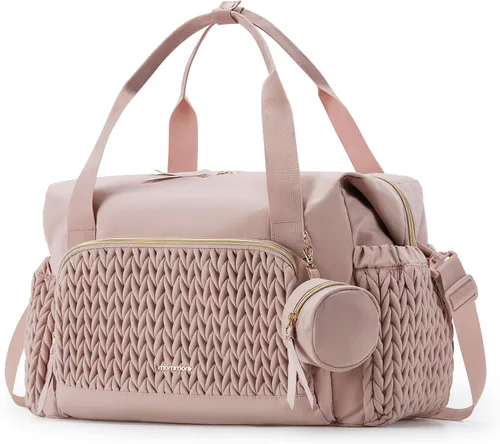 Vista 9 de mommore - Bolso para pañales, bolsos de gran capacidad para viajes, bolso para hospital para parto, bolso para bebé con estuche para chupete