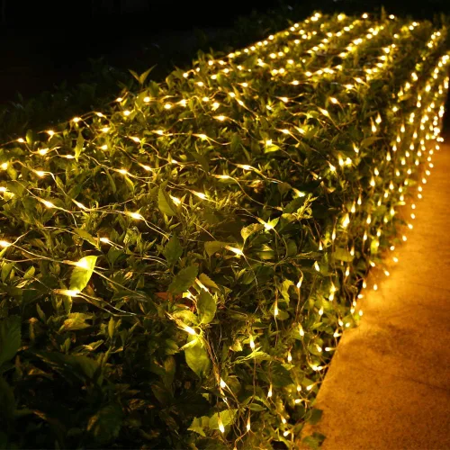 Vista 9 de Joomer - Red de luces de Navidad de 12 x 5 pies, 360 luces LED, enchufe de malla, impermeables con 8 modos, temporizador, conectables para arbustos