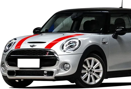 Vista 9 de Calcomanía de vinilo para capó de coche, diseño de rayas para Mini Cooper F55 2015 2016 f56 2014-2016 (negro brillante)
