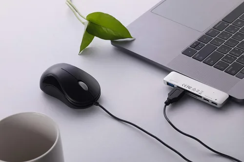 Vista 4 de SOONGO - Mouse USB para computadora, 2 unidades, ergonómico, óptico, con cable, para oficina y hogar, compatible con computadora, laptop, PC