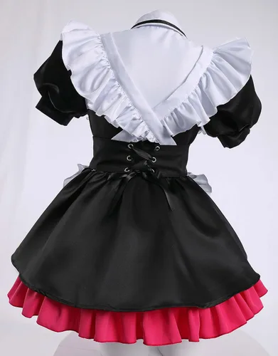 Vista 3 de miccostumes Disfraz de cosplay para mujer, vestido de sirvienta con calcetines y diadema