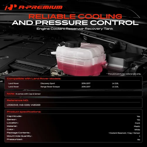 Vista 2 de A-Premium Tanque de depósito de recuperación de desbordamiento de refrigerante del motor [con tapa y sensor] compatible con Jaguar E-Pace 2018-2019
