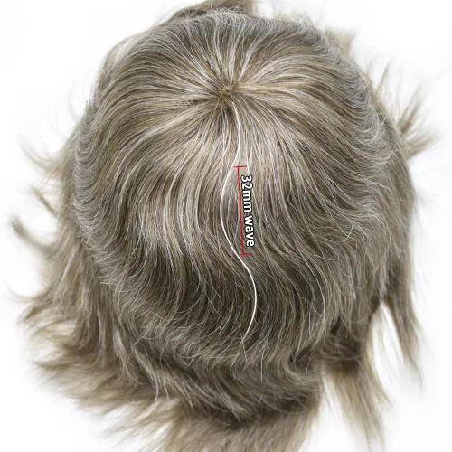 Vista 490 de Toupee para hombre 100% cabello humano real tupé para hombres 0.004 in piel de poliuretano para hombre, sistema de reemplazo de piezas de pelo