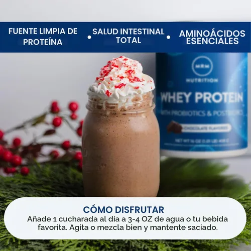 Vista 4 de MRM Nutrition Proteína de Suero - Sabor Chocolate, Proteína de Suero Aislada y Concentrada Microfiltrada, 16 Diferentes Cepas de Probióticos, BCAAs