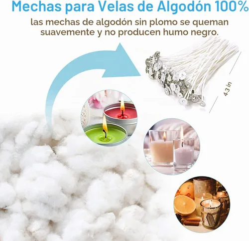 Vista 4 de DINGPAI Kit de fabricación de velas, herramientas de manualidades de velas de bricolaje, 1 olla de vertido, 50 mechas de velas, 50 calcomanías