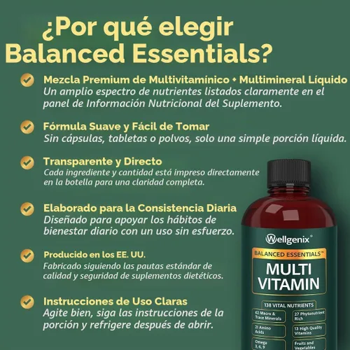 Vista 5 de Suplemento líquido nutricional Balanced Essentials, 32 onzas, Very Berry, HBE, 1, 1