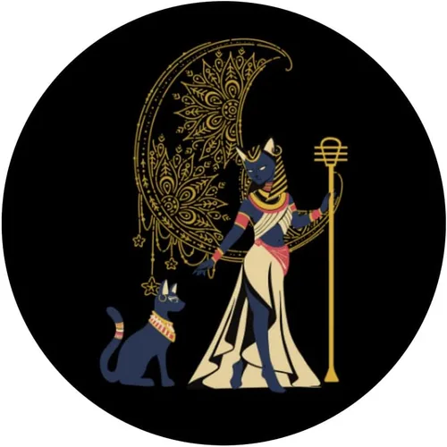 Vista 3 de Ancient Egyptian Cat Goddess Bastet Egipto Crescent Moon PopSockets intercambiables PopGrip