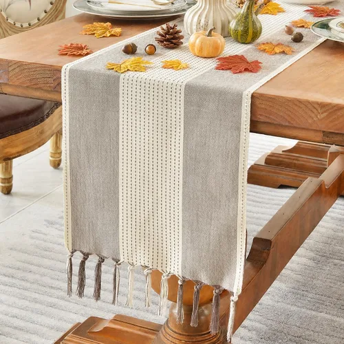Vista 9 de Wracra Juego de 4 manteles individuales de lino, 12 x 18 pulgadas, manteles individuales de macramé para mesa de cocina y resistentes al calor Aqua