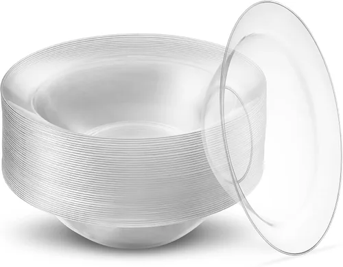 Vista 12 de Pack de 40 tazones desechables de helado y postre de plástico duro transparente de 5 onzas, de peso pesado y clase premium