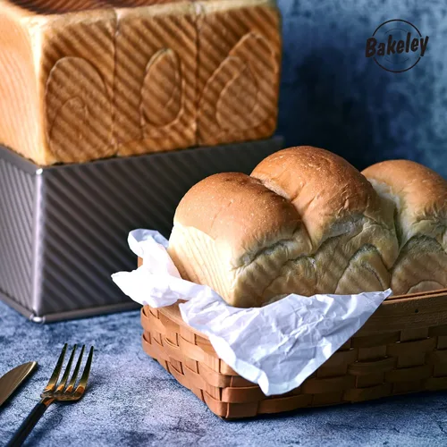 Vista 5 de Molde antiadherente para pan Pullman con tapa, 450g Rectángulo ondulado para hornear en el horno, capacidad para masa 21,1 x 12,2 x 10,9 cm