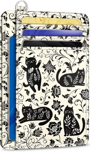 Vista 45 de Yonlevres Cartera delgada para tarjetas de crédito, cartera RFID para mujer, bolsillo frontal, soporte para tarjetas pequeñas, estuche para tarjetas