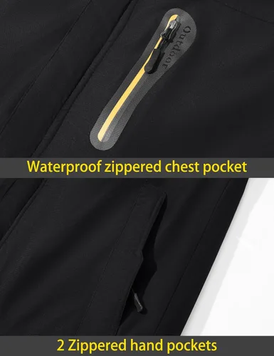 Vista 6 de TACVASEN Chaqueta de esquí de invierno para hombre, abrigo de nieve impermeable, forro polar, parka cálida con capucha