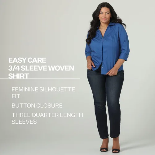 Vista 3 de Women's Plus Size Easy Care Sleeve Woven Shirt