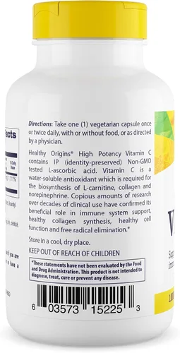 Vista 3 de Healthy Origins Vitamina C 1,000 mg, sin OMG, 360 cápsulas vegetales