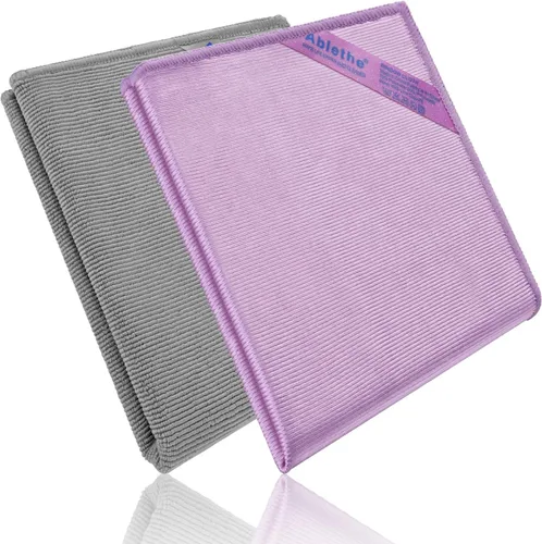 Vista 8 de Paño de limpieza de ventanas, paño de limpieza de microfibra, trapos de pulido de alta calidad, sin pelusas, sin rayas (gris, morado y azul)