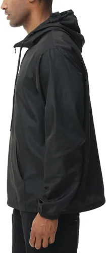 Vista 4 de XYKJFIT Chaqueta impermeable ligera para hombre, con cremallera de un cuarto, con bolsillo
